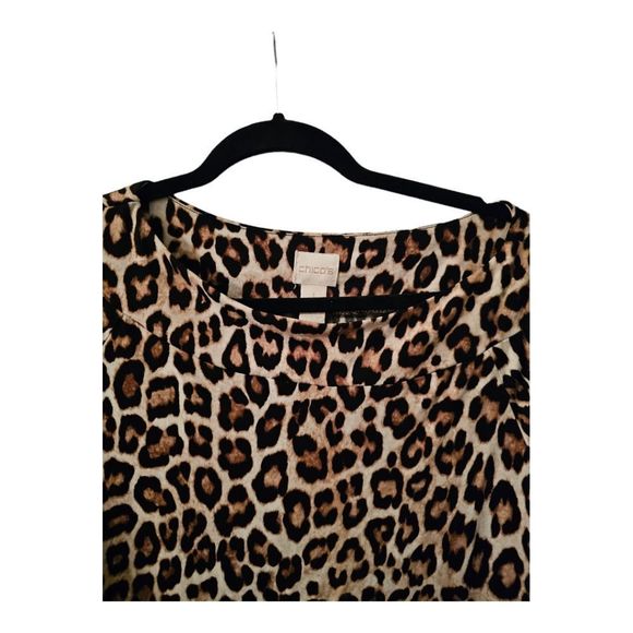 CHICO'S Leopard Print Blouse Top Tunic - Size 1 - Picture 3 of 7